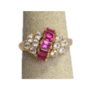 Ring, Cocktail ring, Rhinestones, Pink and Clear, Statement ring, Size 6 5